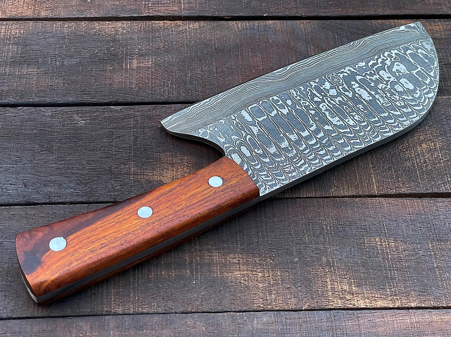 Cleaver Knife  Custom Handmade Damascus Steel Meat Cleaver Knife With Leather Sheath Cover