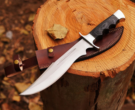 HANDMAD STAINLESS STEEL DULL POLISH BOWIE KNIFE WITH SHEATH || DRS KNIVES HUB