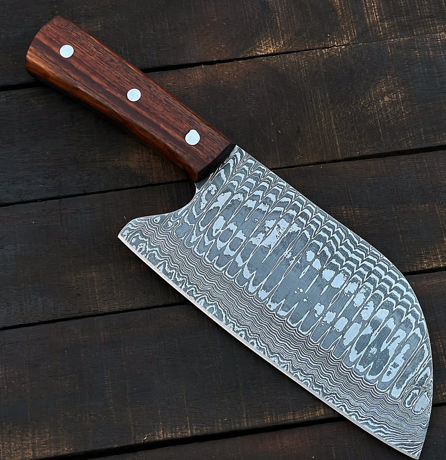 Cleaver Knife  Custom Handmade Damascus Steel Meat Cleaver Knife With Leather Sheath Cover