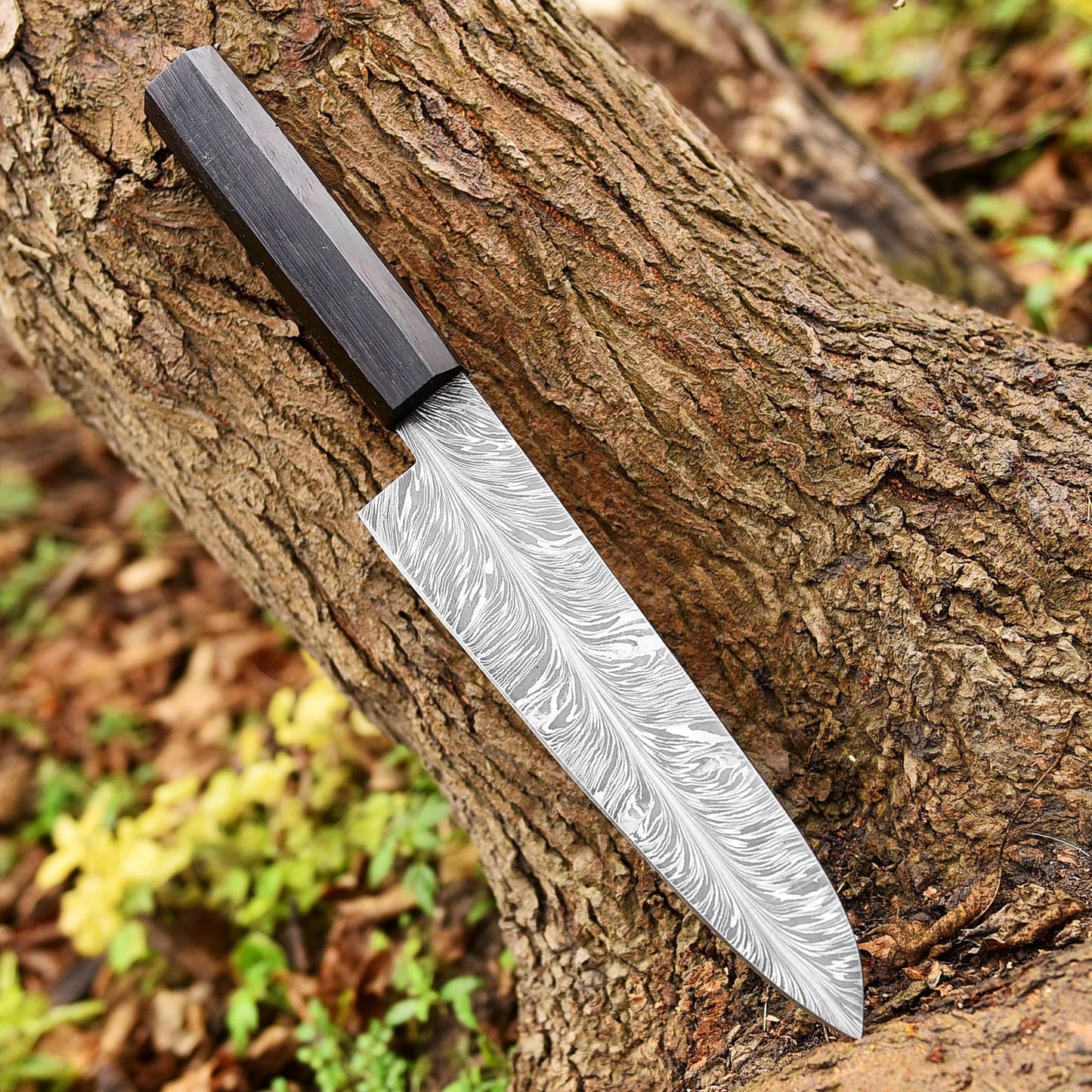 Chef Knife Custom Handmade Damascus Steel Chef Knife With Leather Sheath Cover