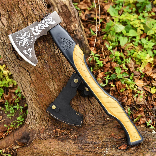 Custom Hand Forged Hatchet Handmade Carbon Steel Axe With Leather Sheath Cover