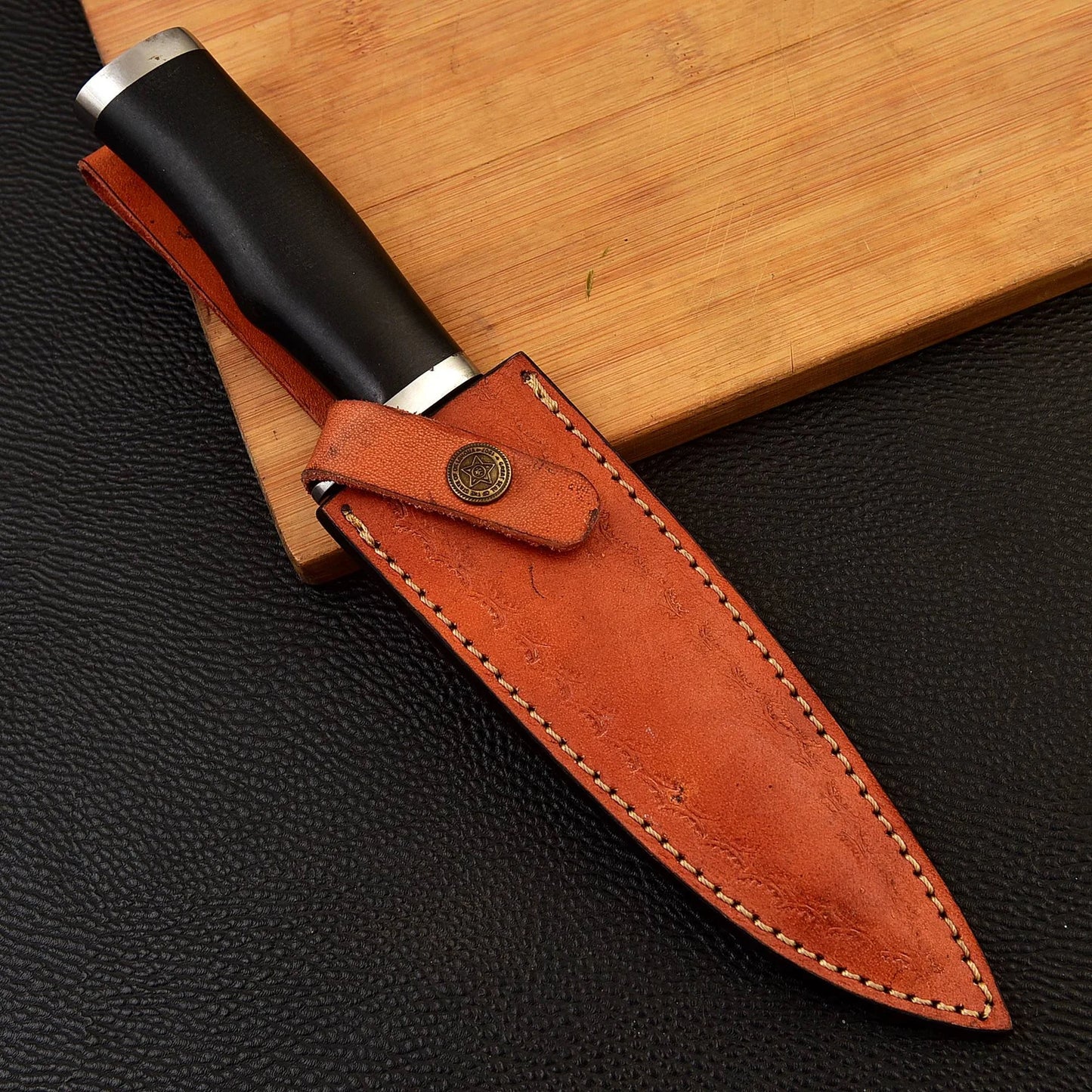 D2 Steel Hand Forged Hunting Knife With Leather Sheath Cover , Survival Knife ,Outdoor Knife