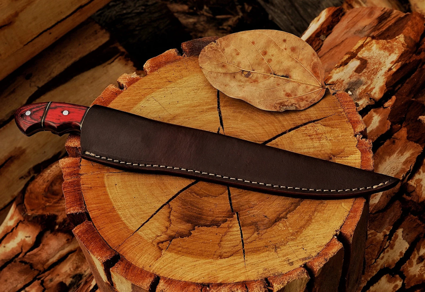 Fillet Fishing Knife Handmade Damascus Steel Blade Filet Knife ,BBQ Knife With Leather Sheath Cover