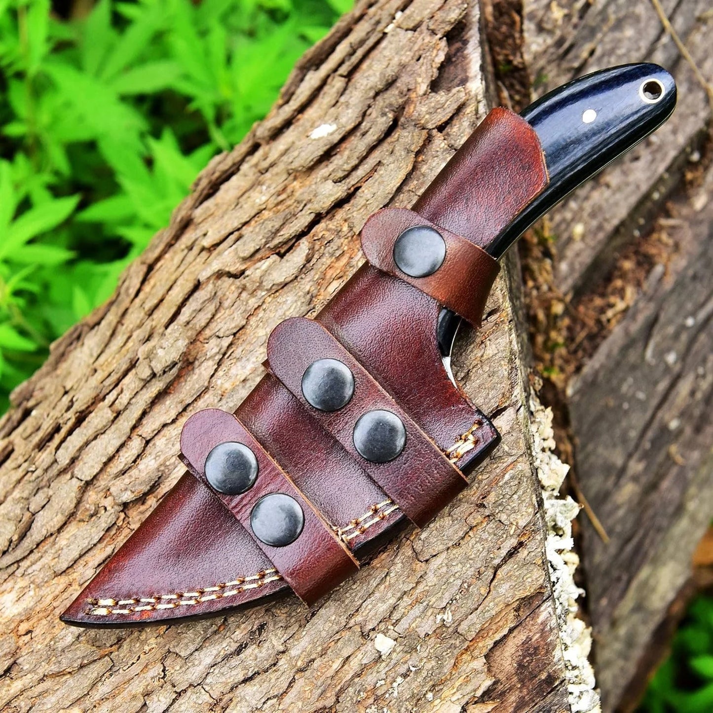 Custom Handmade Damascus Steel Knife Handmade Skinner Knife With Leather Sheath Cover