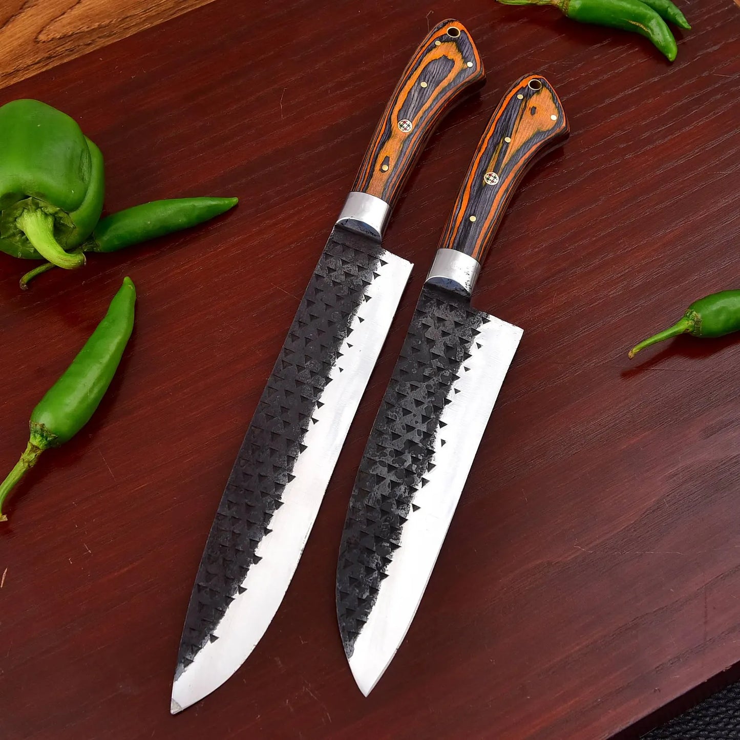 8PCS CUSTOM HANDMADE CARBORN STEEL KITCHEN SET WOOD HANDLE ||DRS KNIVES HUB