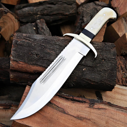 Handmade Bowie Knife Custom Handmade J2 Steel Hunting ,Bowie Knife With Leather Sheath Cover