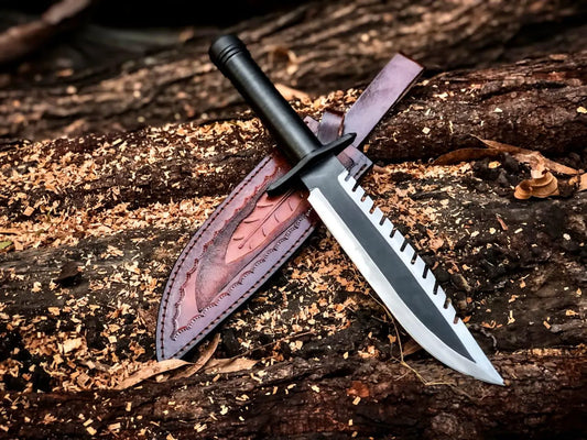 Hand Forged Carbon Steel Survival Bowie Knife – Black Coated Blade | DRSKNIVES HUB