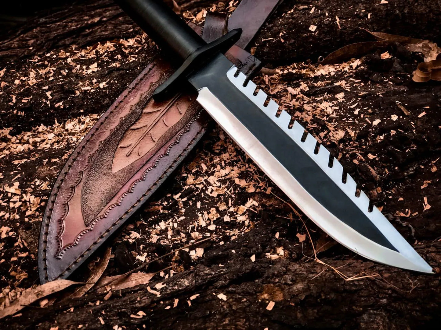 Hand Forged Carbon Steel Survival Bowie Knife – Black Coated Blade | DRSKNIVES HUB