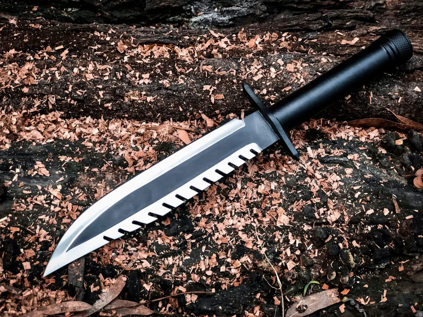Hand Forged Carbon Steel Survival Bowie Knife – Black Coated Blade | DRSKNIVES HUB