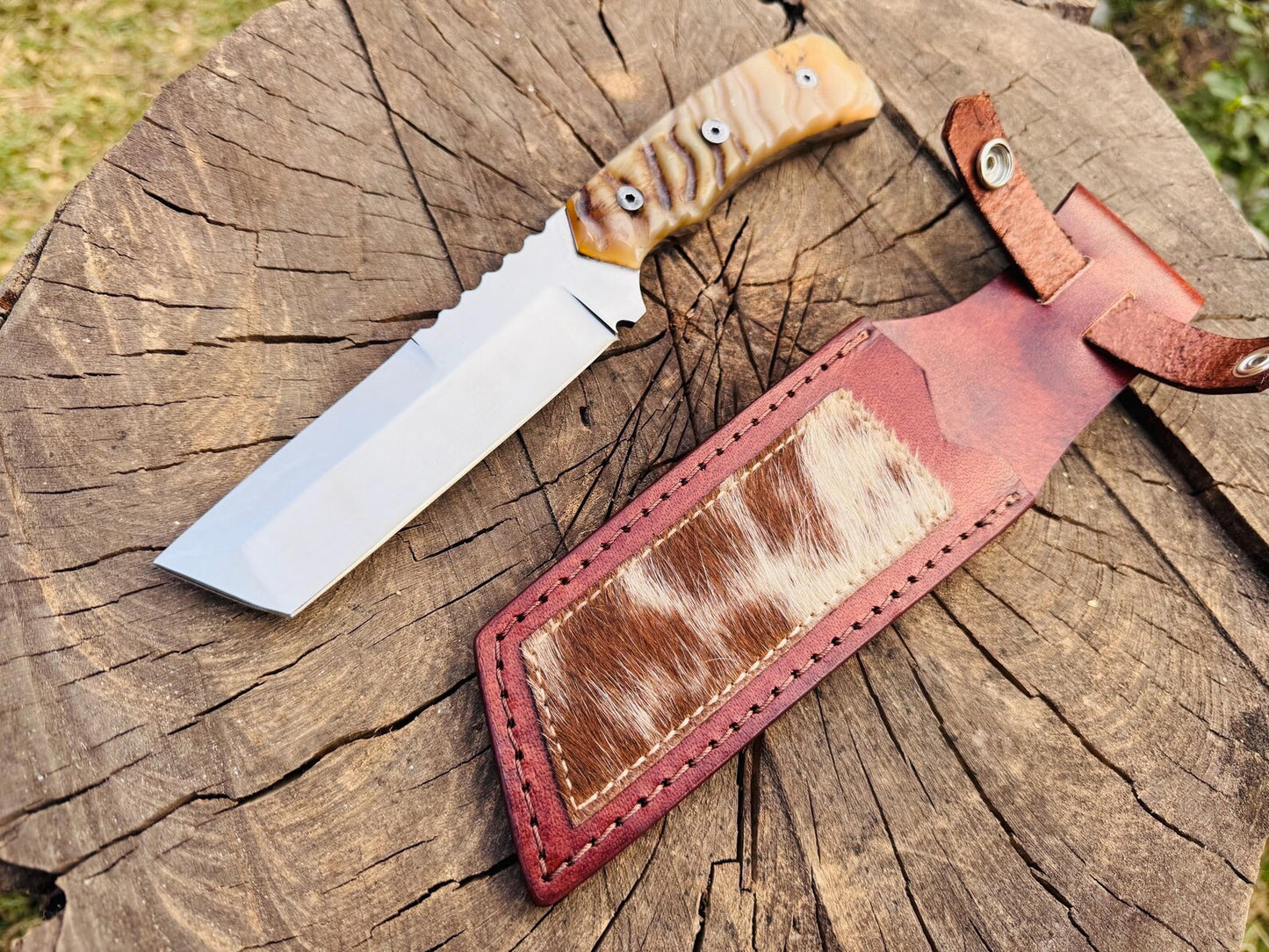 J2 Steel Tanto Knife 9" – Ram Horn Handle Mirror Polish | DRSKNIVES HUB