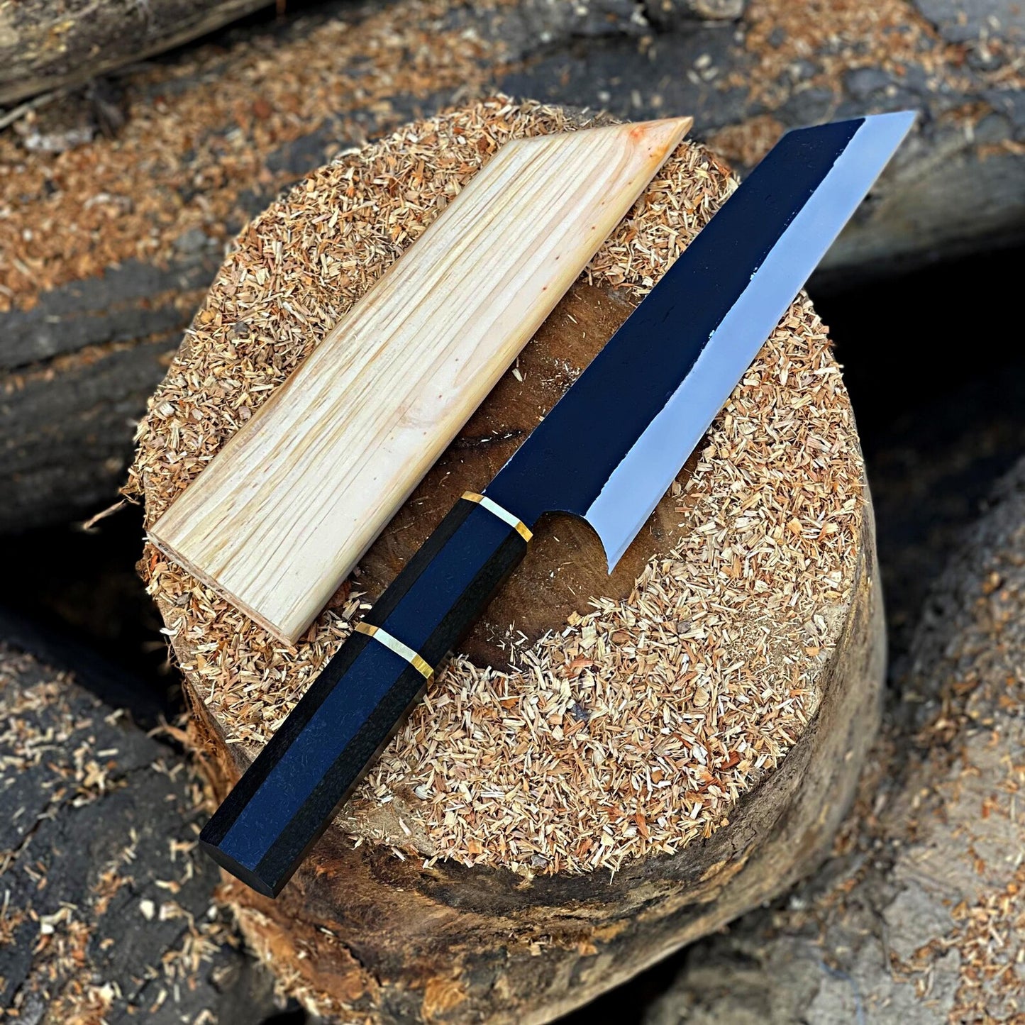 Handforged Japanese Style Chef Knife  With Wood Scabbard