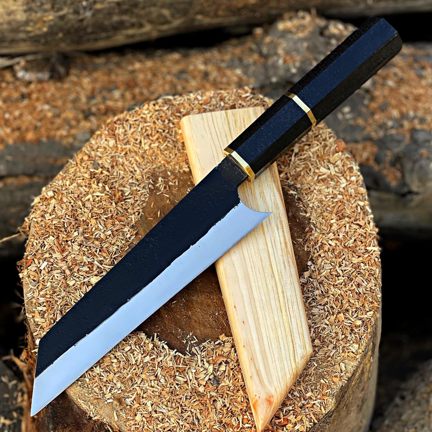 Handforged Japanese Style Chef Knife  With Wood Scabbard