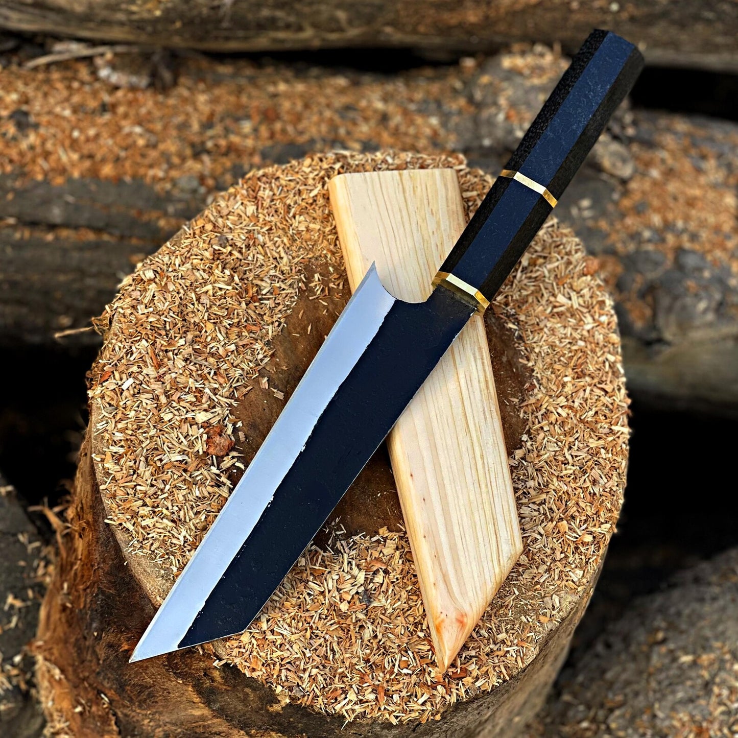 Handforged Japanese Style Chef Knife  With Wood Scabbard