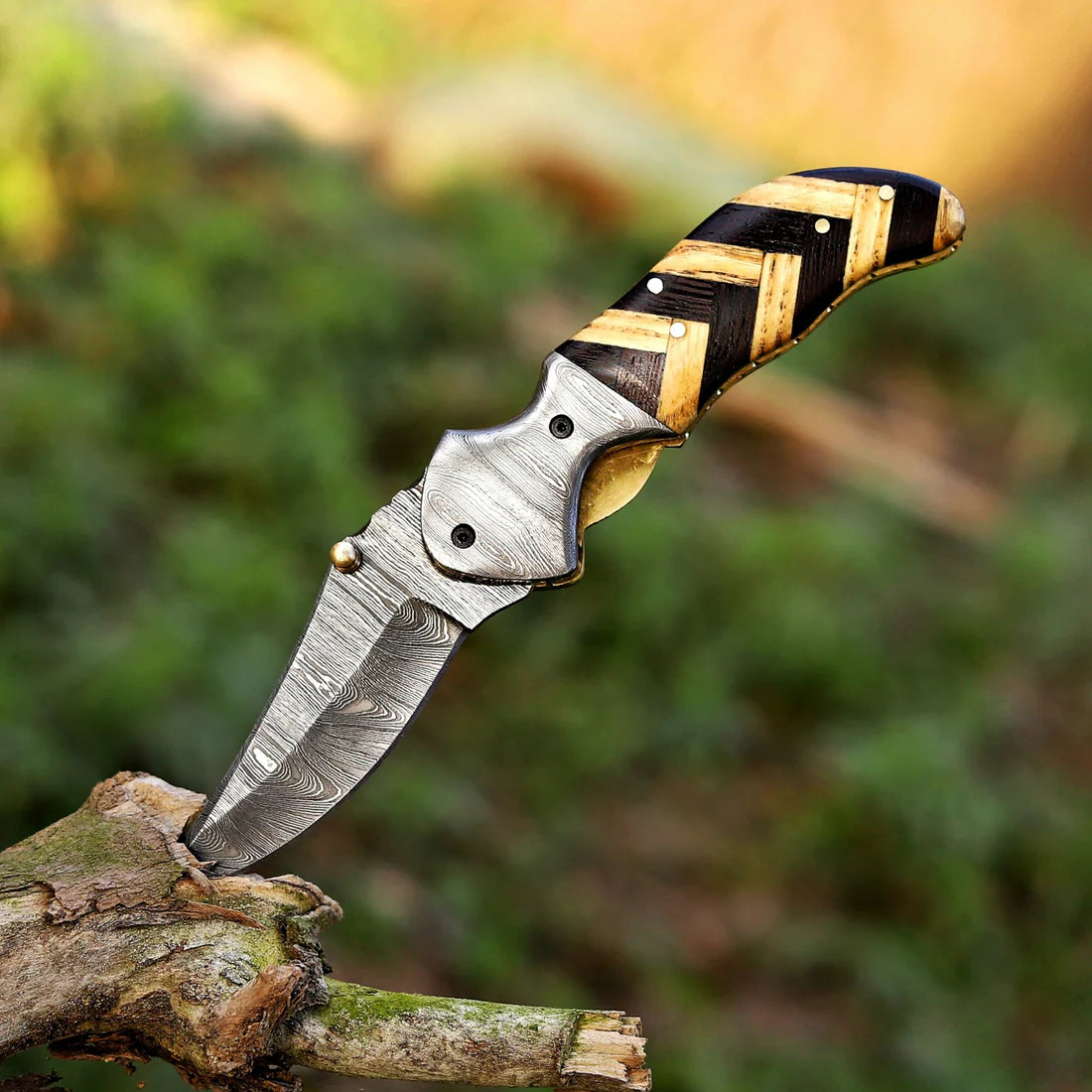 7 inches Custom Hand Forged Damascus Folding Knife Damascus
