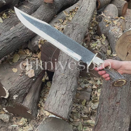 Heavy-Duty Carbon Steel Bowie Knife | Antler Horn Handle | | DRSKNIVES HUB