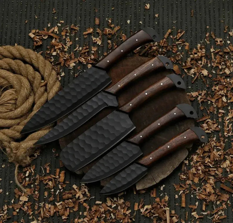 Professional handmade kitchen knife set with leather roll kit