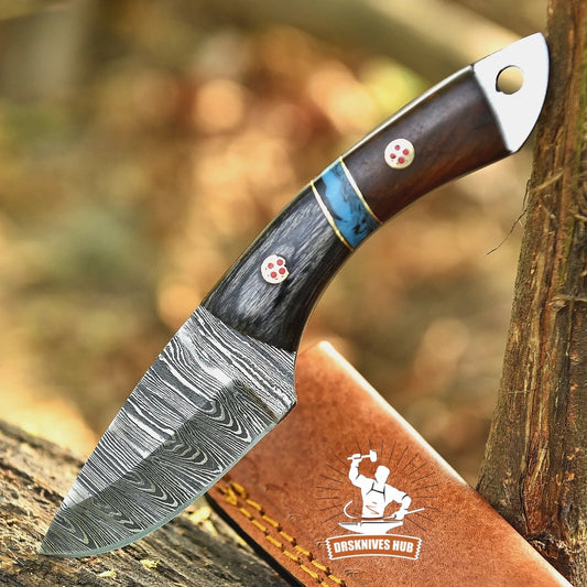 Damascus Skinner Knife 7" – 512 Layer Twist Pattern with Sheath | DRSKNIVES HUB