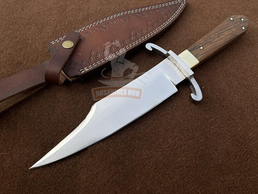 Coffin Bowie Knife Handmade Carbon Steel Blade Outdoor Knife With Leather Sheath