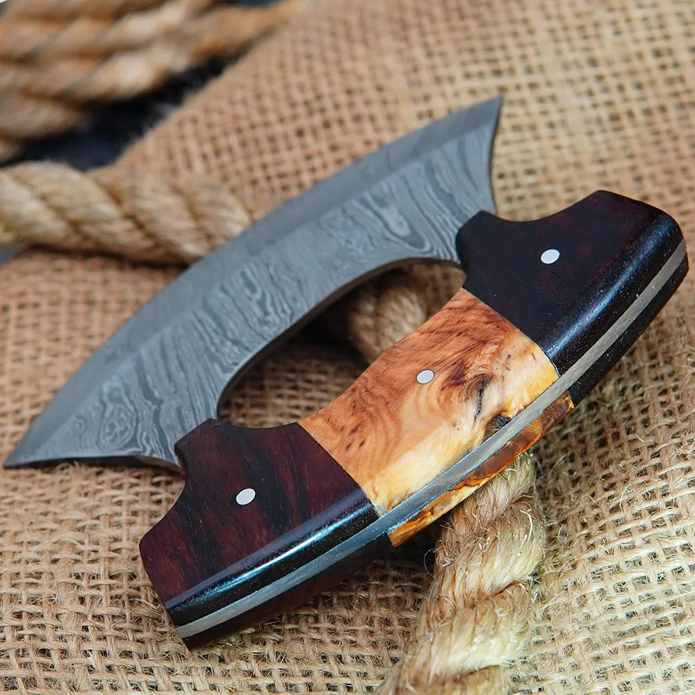 Handmade Damascus Steel Ulu Knife |Pizza Cutter