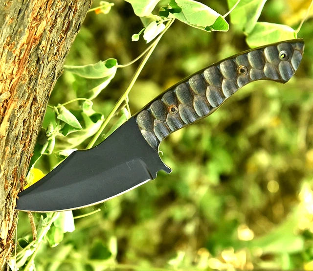 Hand Forged Edc Camping Knife Powder Coated Blade