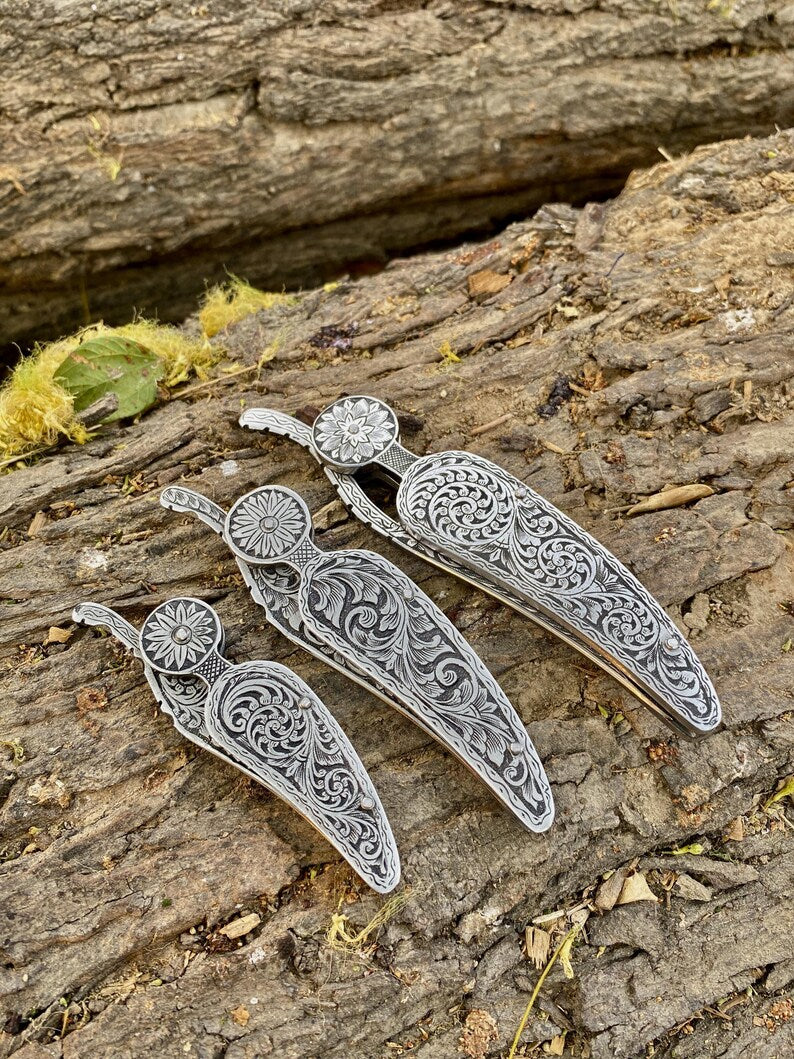 CUSTOM HANDMADE ENGRAVED POCKET KNIFE 3PCS EVERYDAY CARRY KNIFE