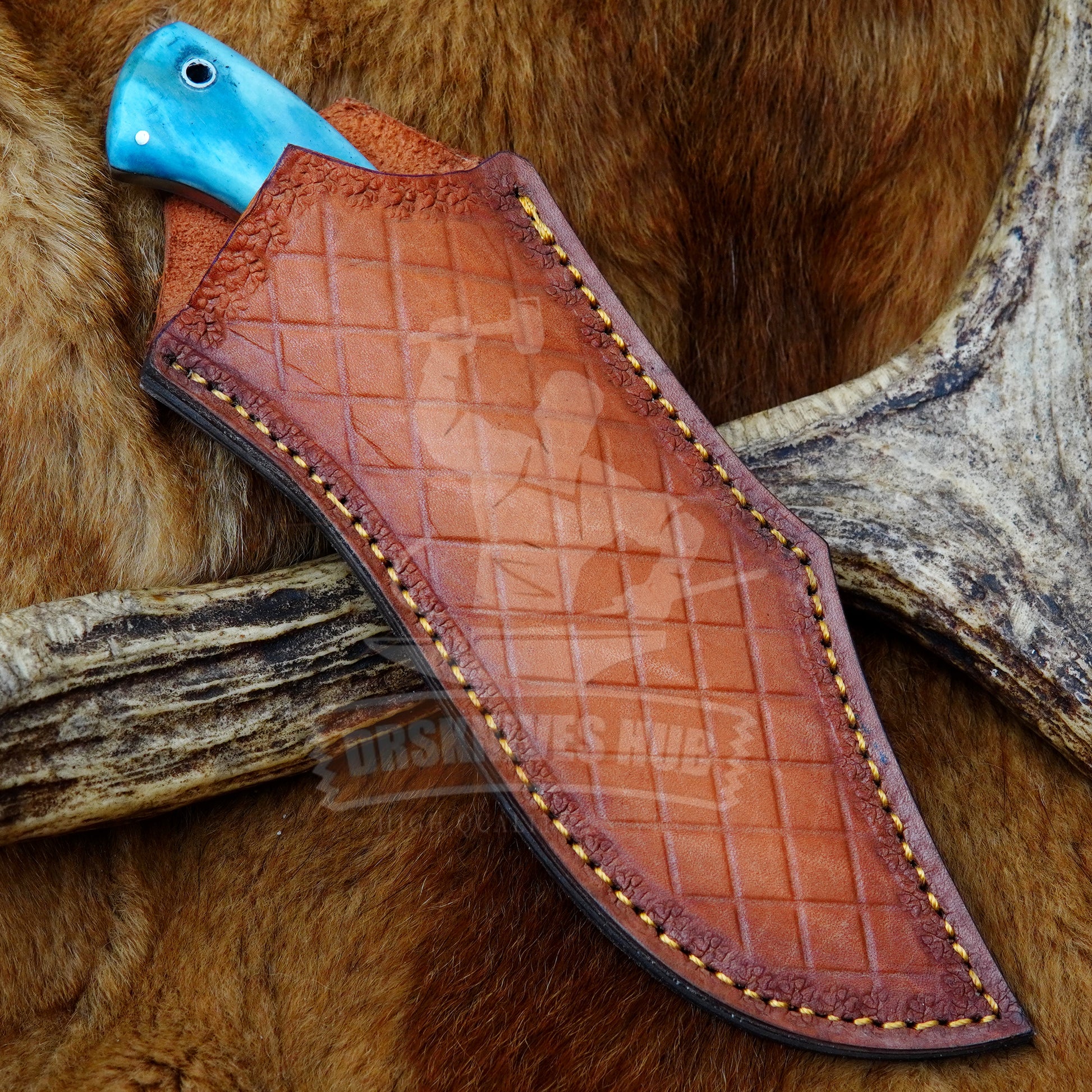 Damascus Hunting Knife 10" – Personalized Colour Bone Handle | DRSKNIVES HUB