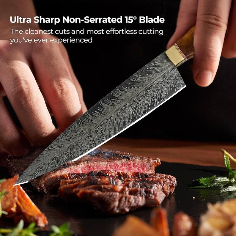 Handmade Damascus Steel Blade Kitchen Knife Resin Handle | DRSKNIVES HUB