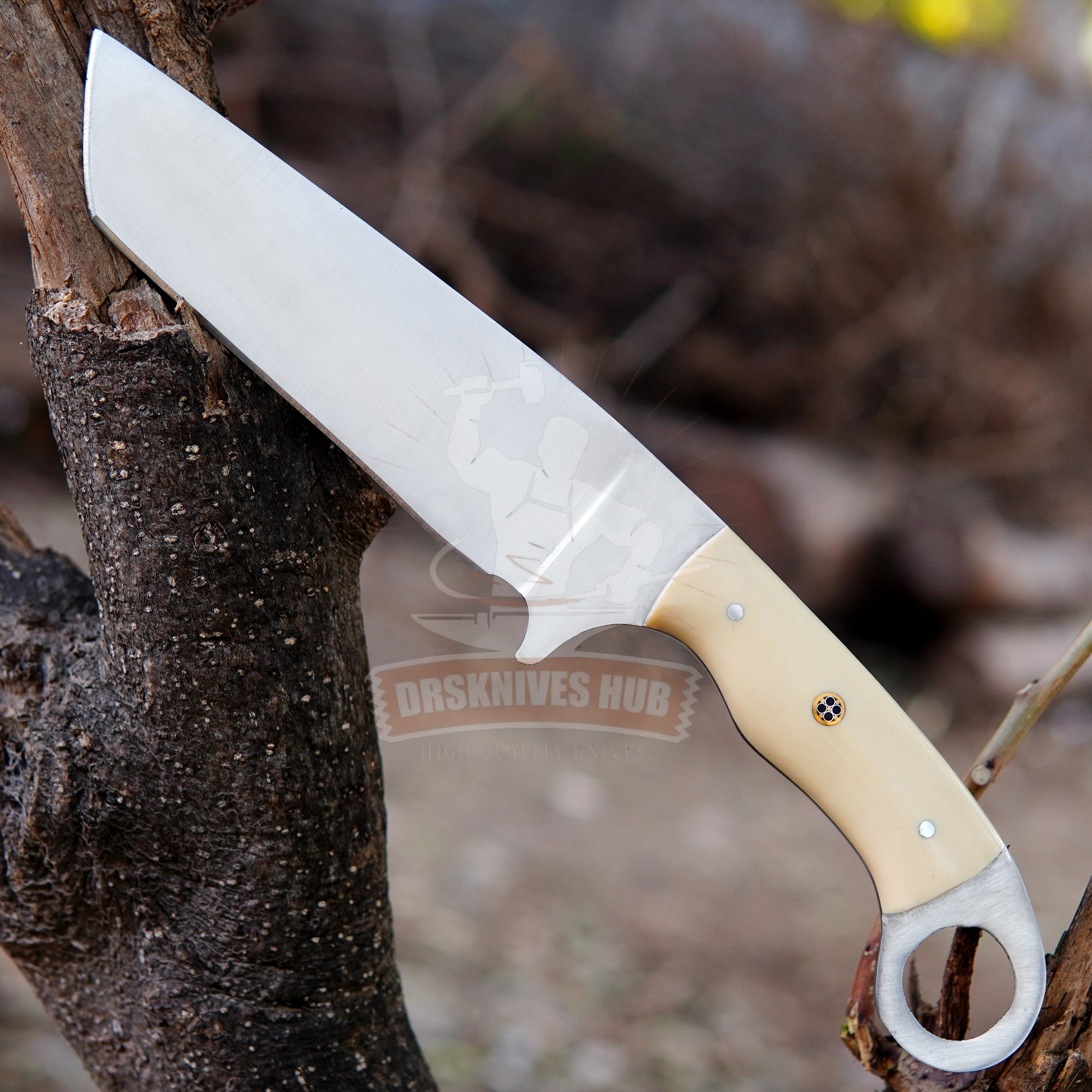 Carbon Steel Tanto Knife – Finger Hole Hunting Knife | DRSKNIVES HUB