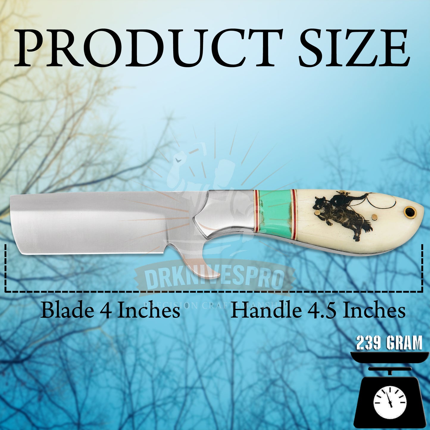 Handmade J2 Steel Blade Cowboy Bull Cutter Knife With Leather Sheath | DRSKNIVES HUB