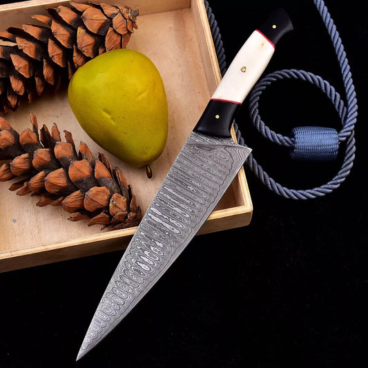 Camel Bone Handle Handmade Damascus Steel Blade Chef Knife, kitchen knife Boning knife