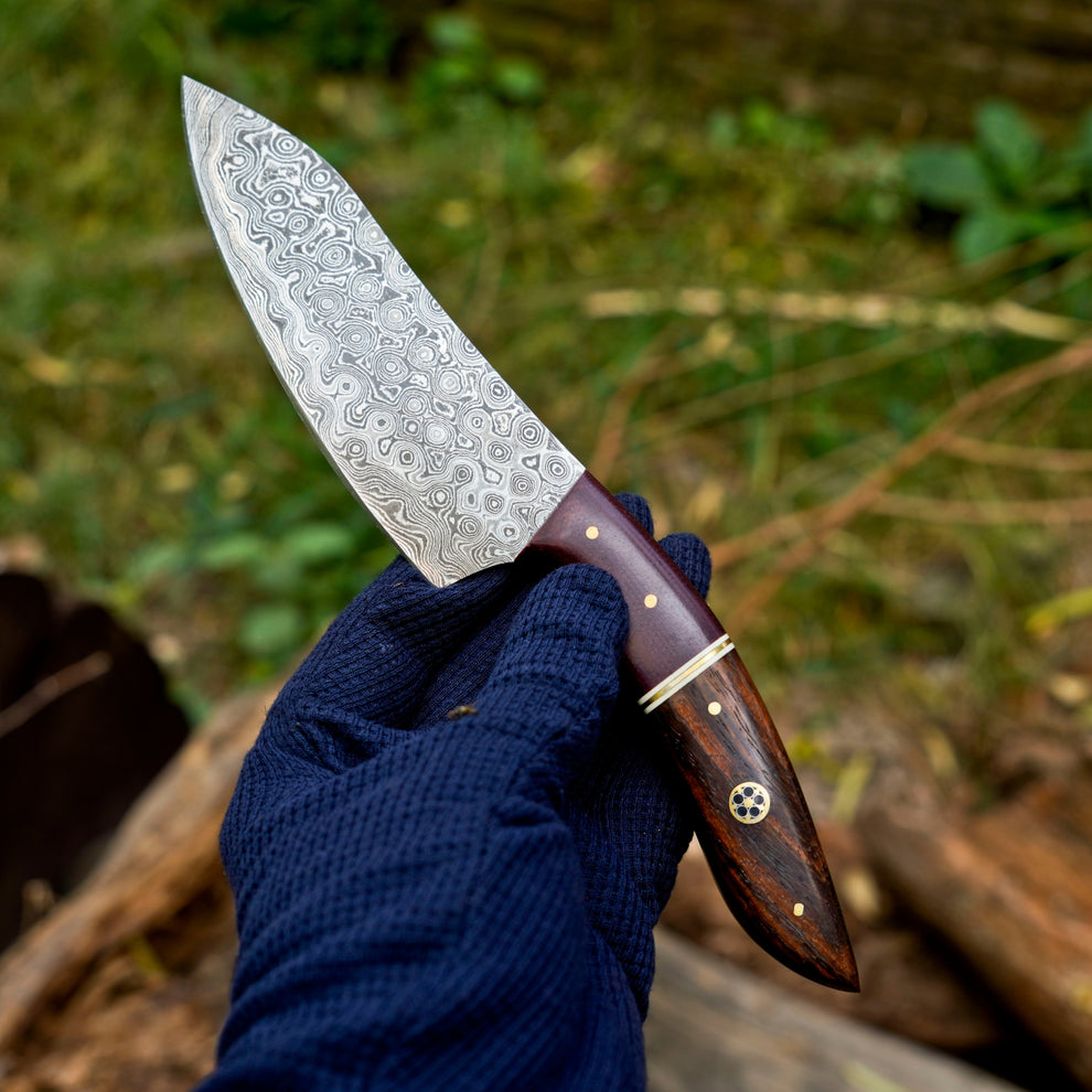 The Redwood Damascus Pair — Hand-Forged Chef Knives for Serious Cooks