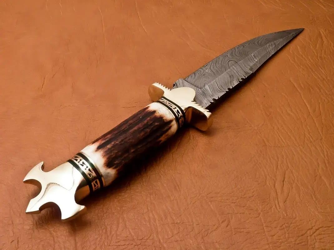 Fixed Blade Knife for Hunting, Camping, Outdoor Activities, Best Gift Handmade Damascus Steel Blade Knife