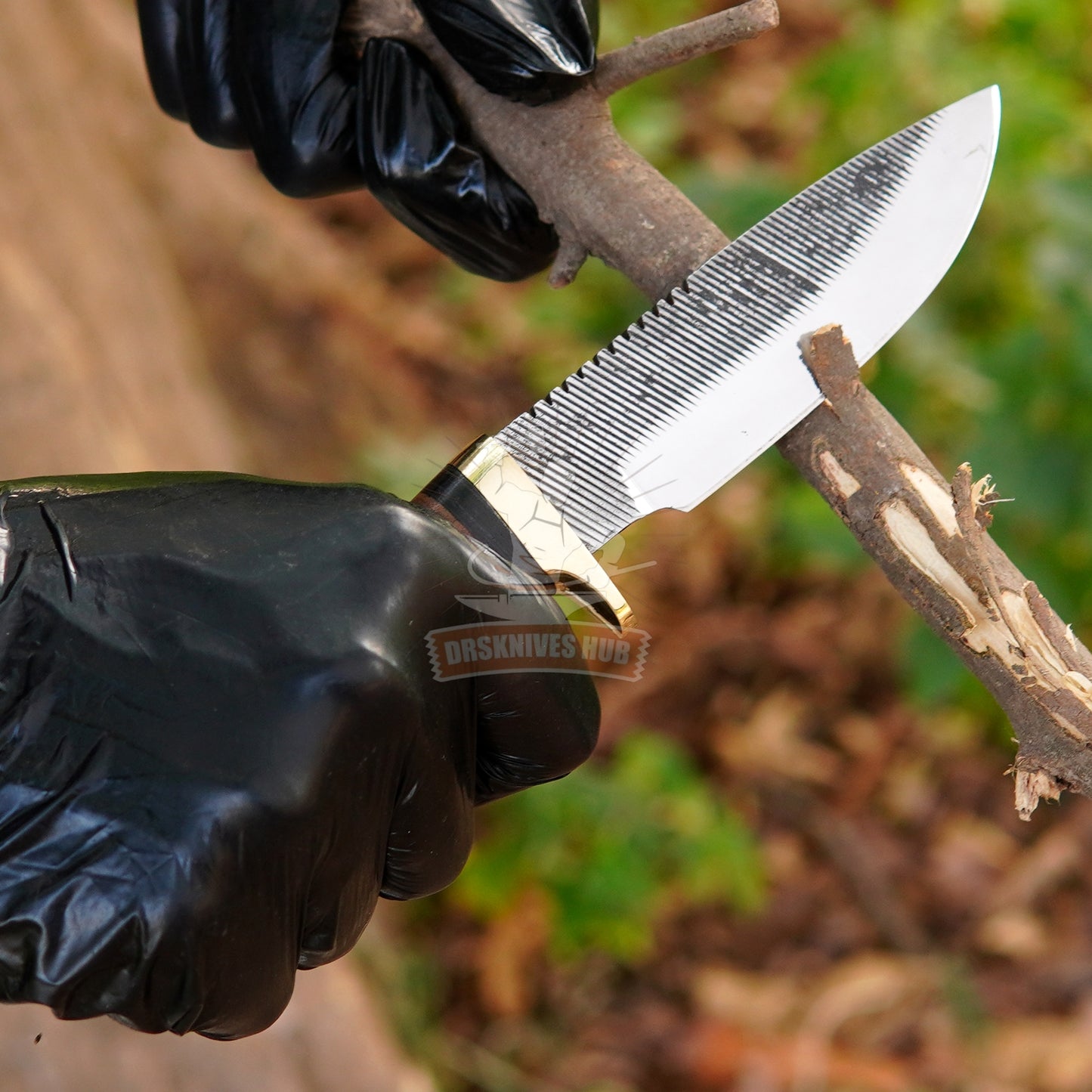 Hunting Knives Pair Custom Handmade Antler Handle Hunting Knife With Leather Cover | DRSKNIVES HUB