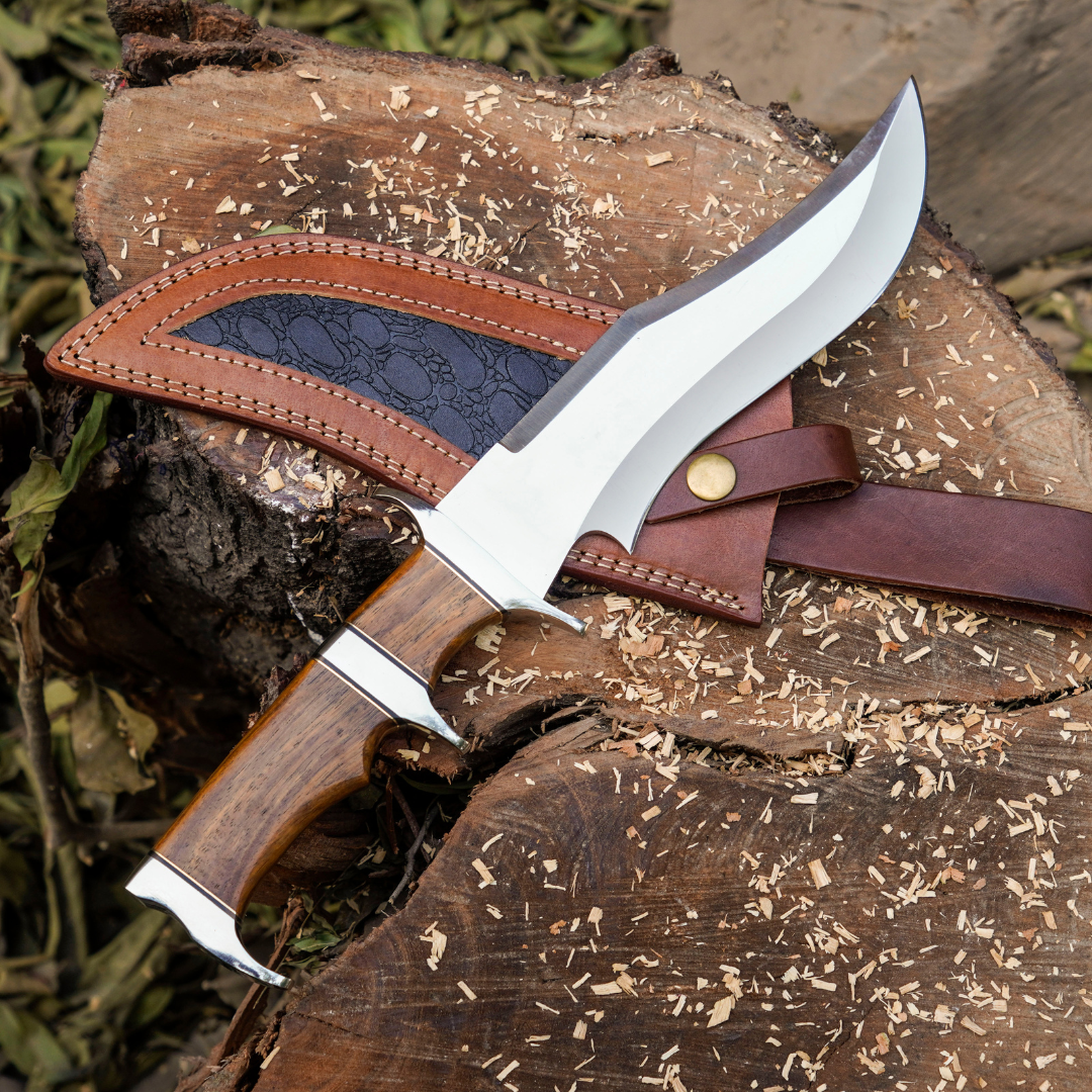 Handmade Fix Blade Knife - Semi Stainless Steel - Rose Wood Handle Bowie knife