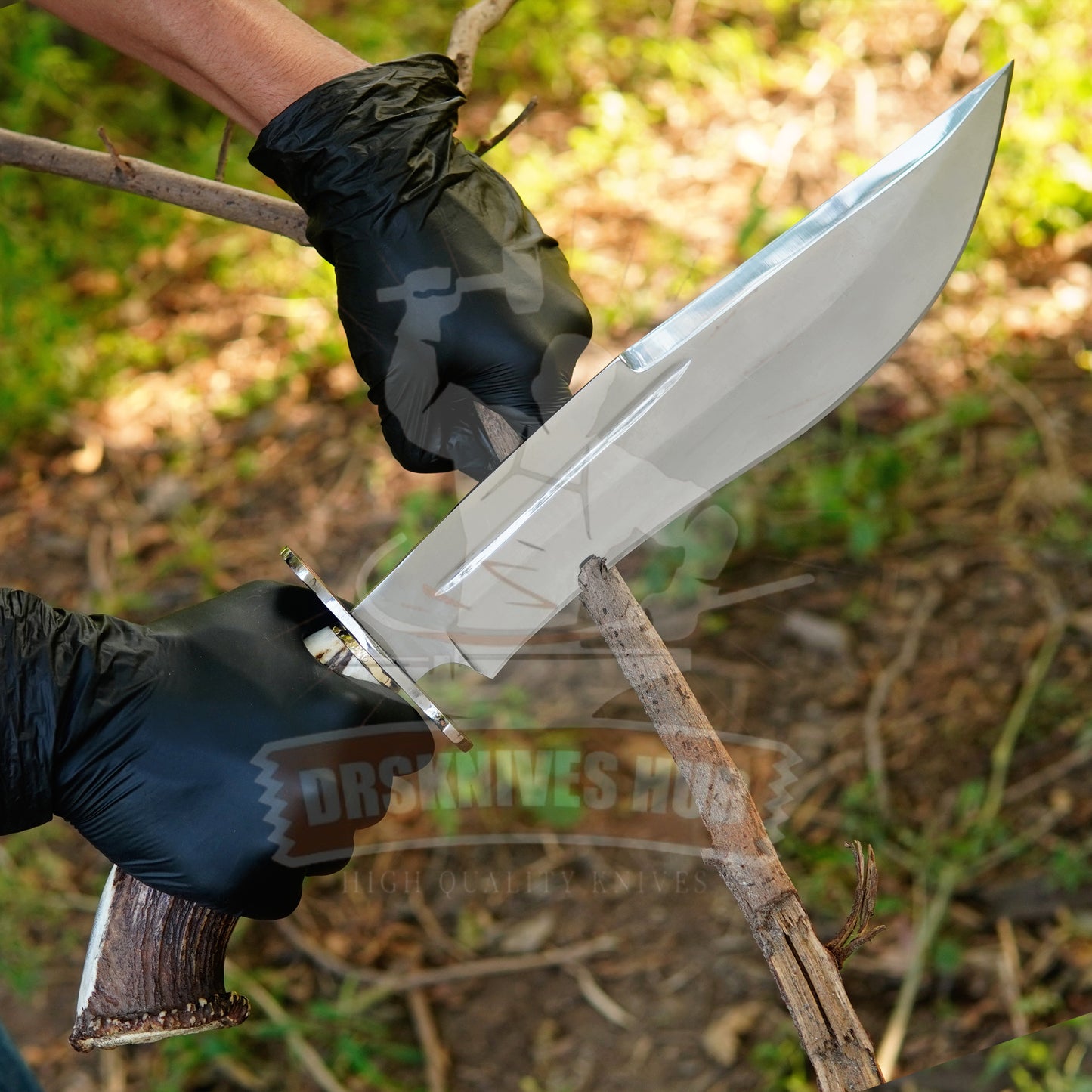 Handmade D2 Steel Gurkha Bowie Knife Antler Handle With Leather Sheath Cover Full Tang Bowie knife | DRSKNIVES HUB