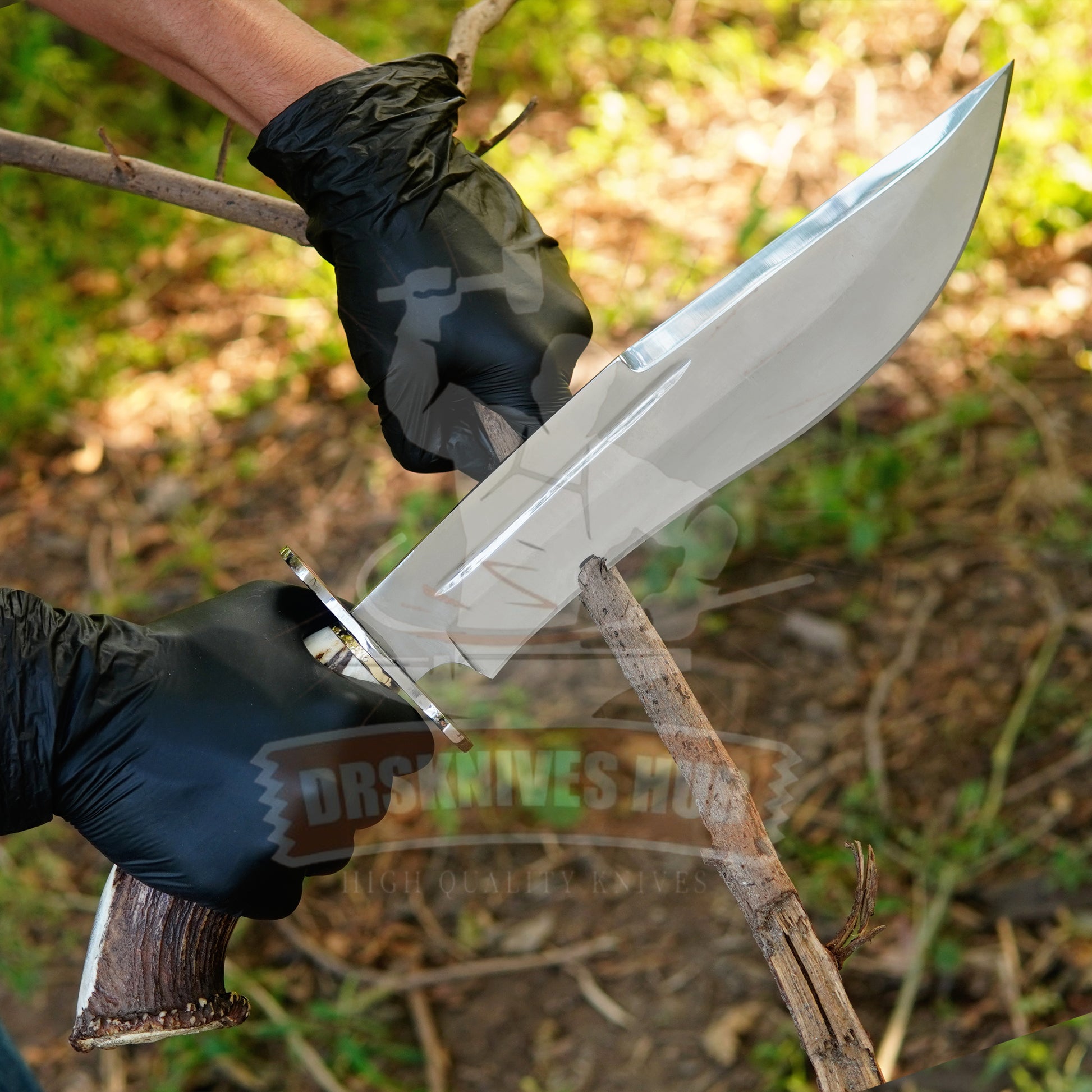 Handmade D2 Steel Gurkha Bowie Knife Antler Handle With Leather Sheath Cover Full Tang Bowie knife | DRSKNIVES HUB