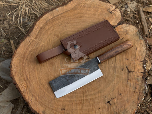 Hand-Forged Carbon Steel  Chef's Cleaver BBQ Knife | DRSKNIVES HUB