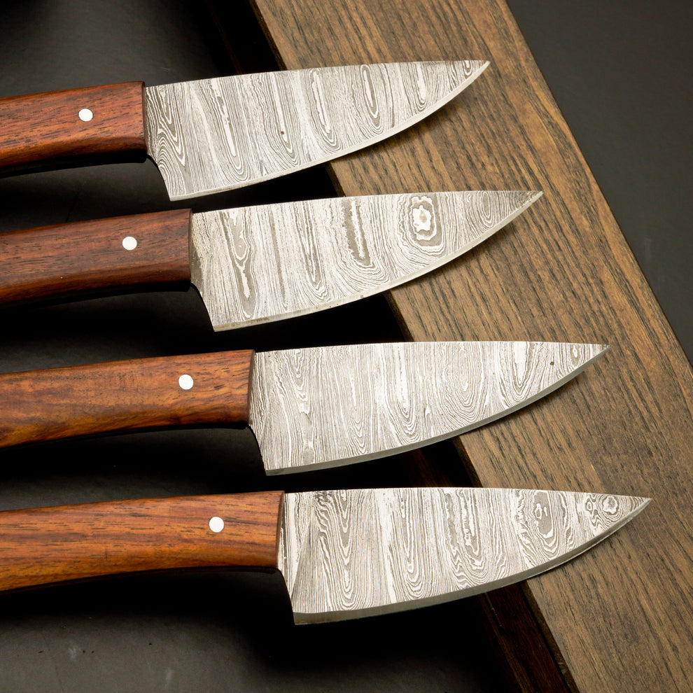 Damascus Steel Steak Knife Set for Fine Dining