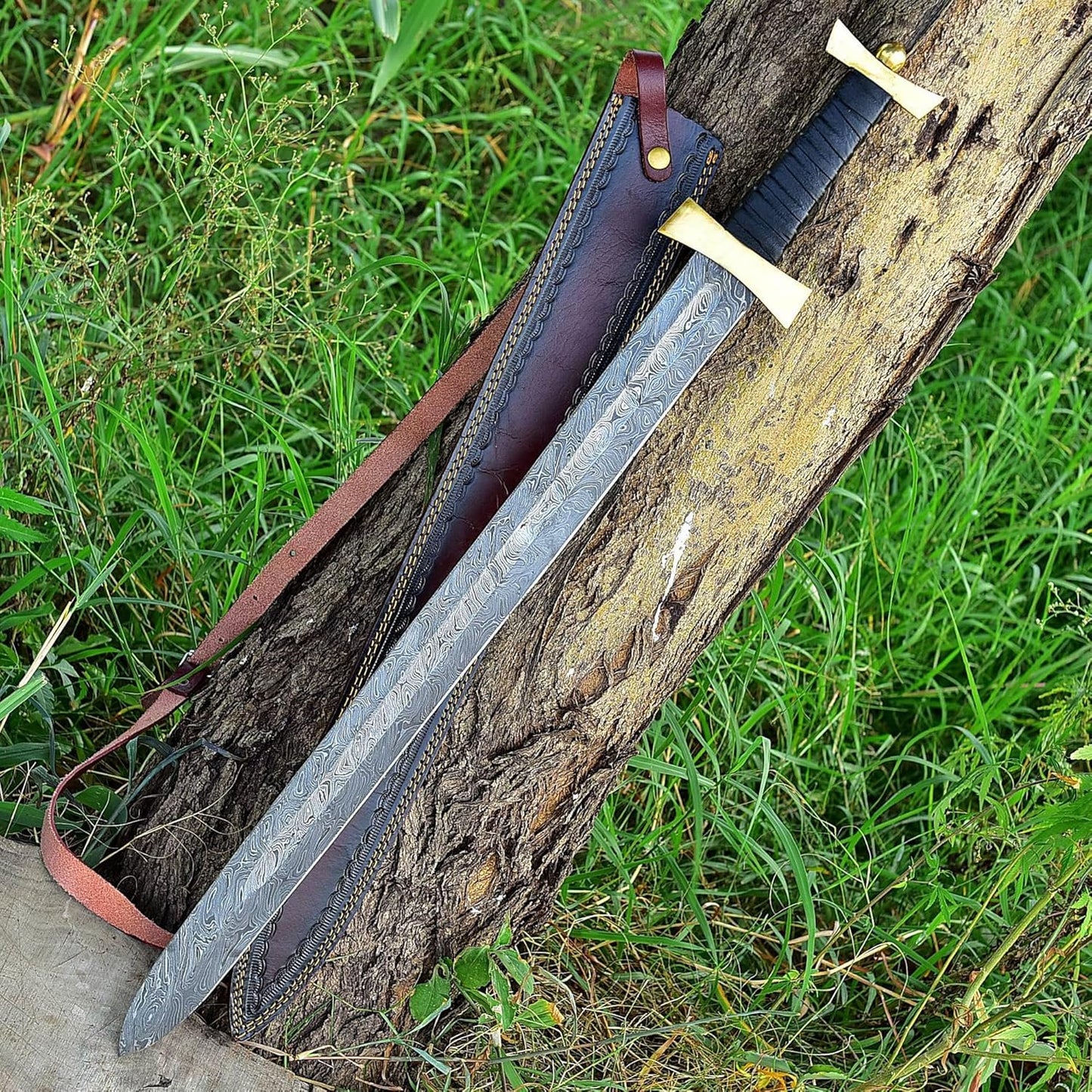 Handmade Damascus Steel Blade Sword Spatha Sword 32" Word