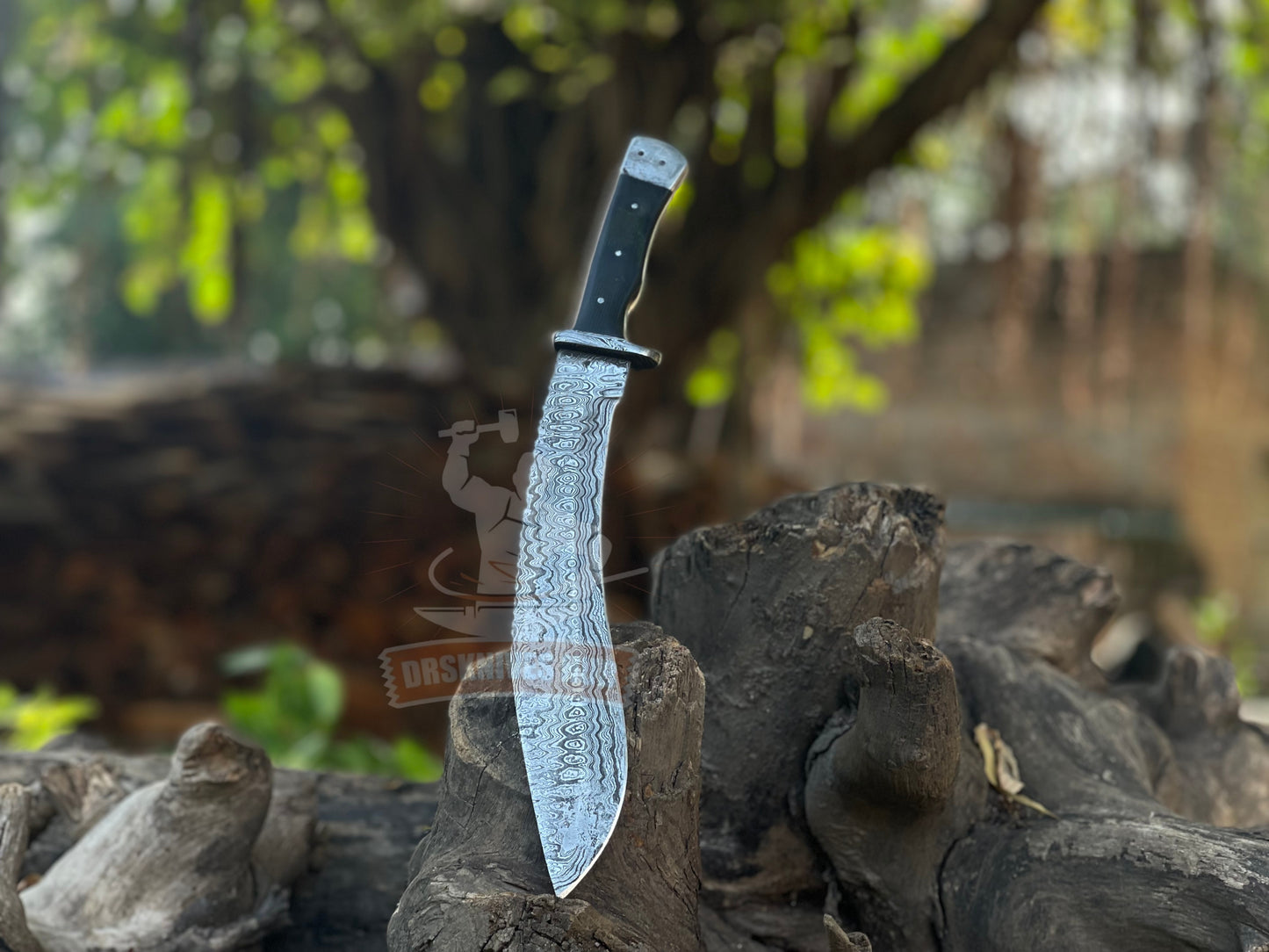 Handcrafted Damascus Steel Kukri Knife | 18" Micarta Handle Camping Knife | DRSKNIVES HUB