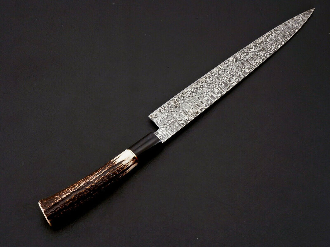 17.5 inches Overall Hand Forged Damascus Steel Chef Knife Antler Horn Handle