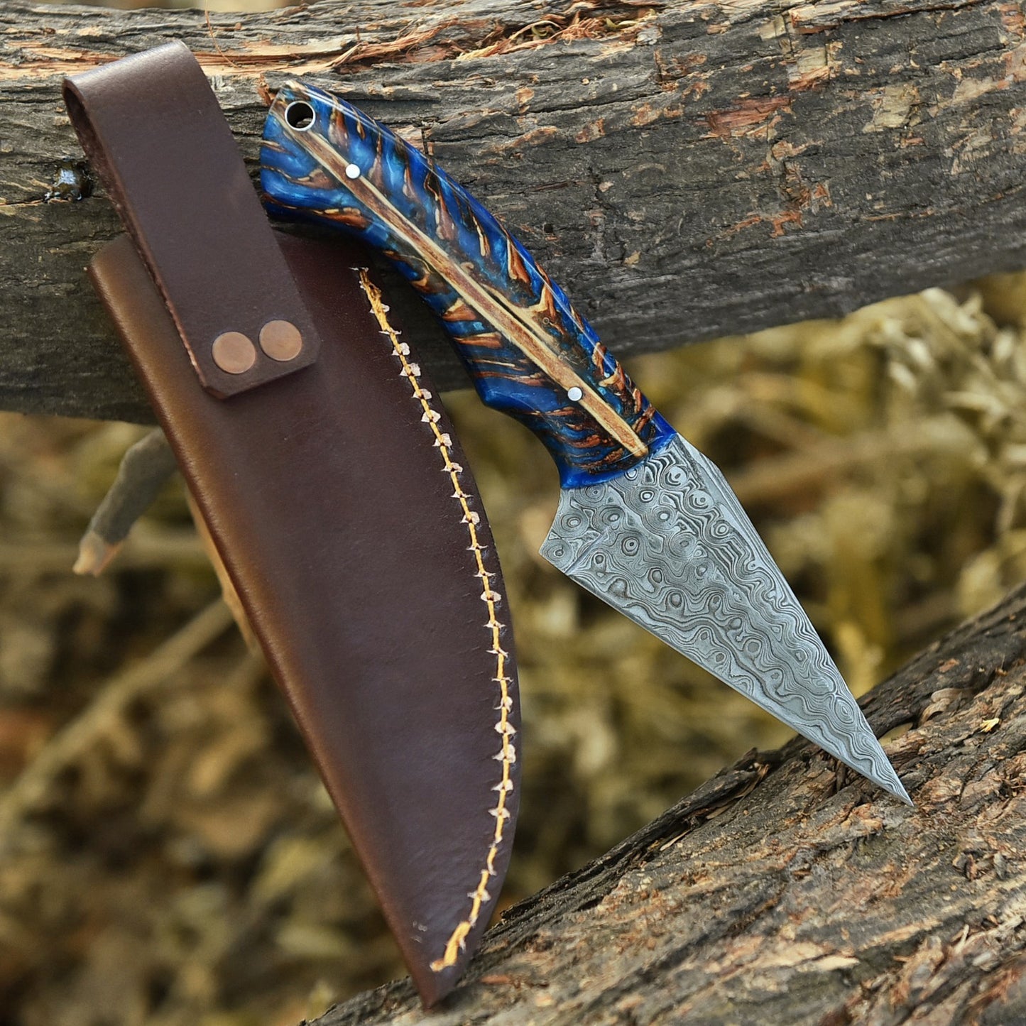 8"inches Handmade Utility Knife With Leather Sheath