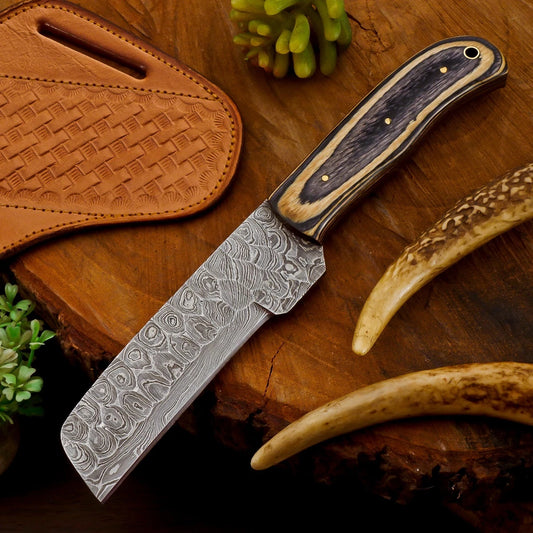 Damascus Bull Cutter Knife 8" – 512 Layer Pakka Wood Handle | DRSKNIVES HUB