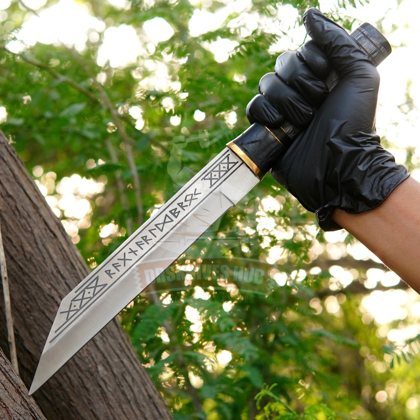 Handmade Carbon Steel Viking Seax Knife – 14" Grey Wood Handle | DRSKNIVES HUB