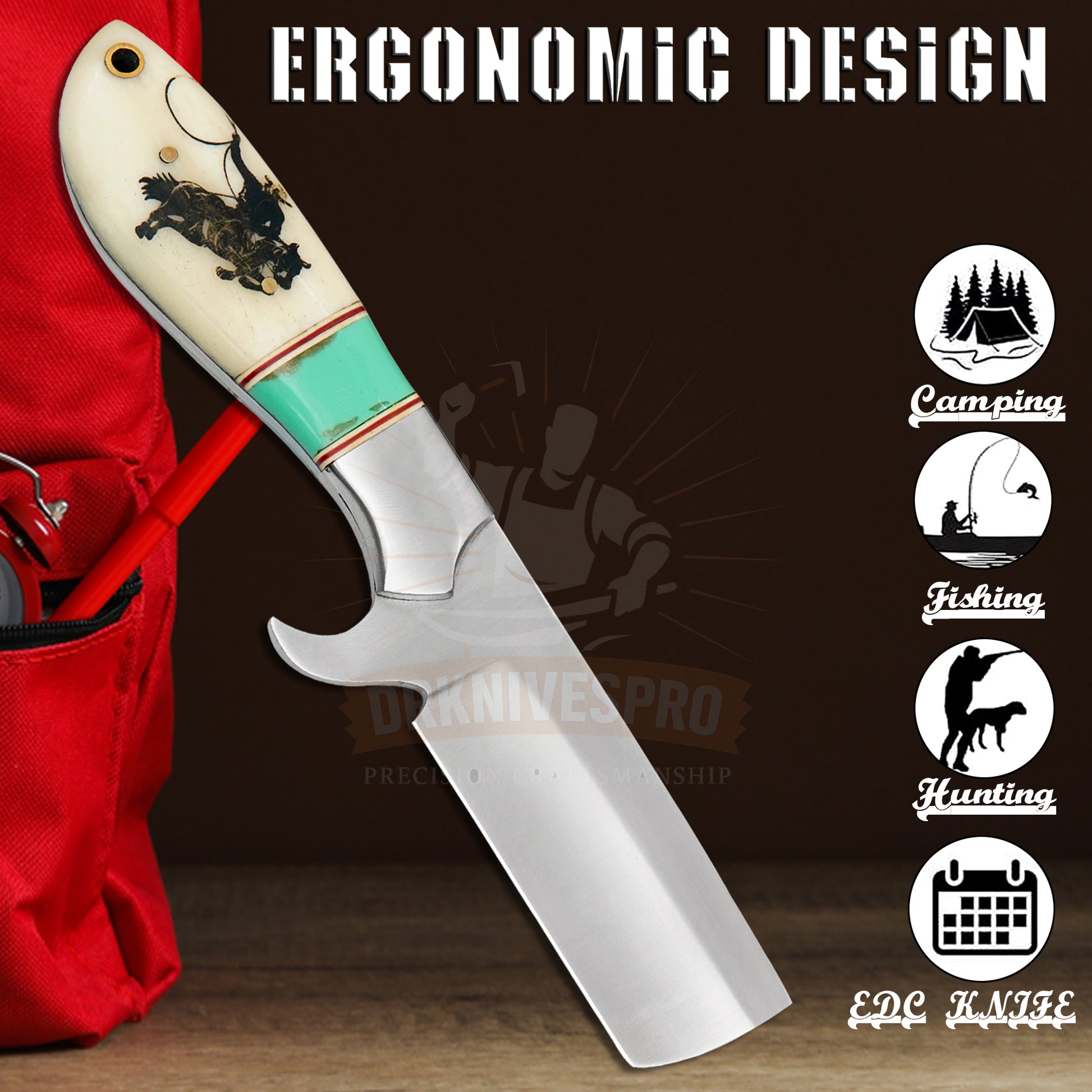 Handmade J2 Steel Blade Cowboy Bull Cutter Knife With Leather Sheath | DRSKNIVES HUB