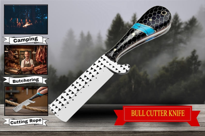 Bull Cutter Knife Best Handmade Knife With Beautiful Handle and Leather Sheath