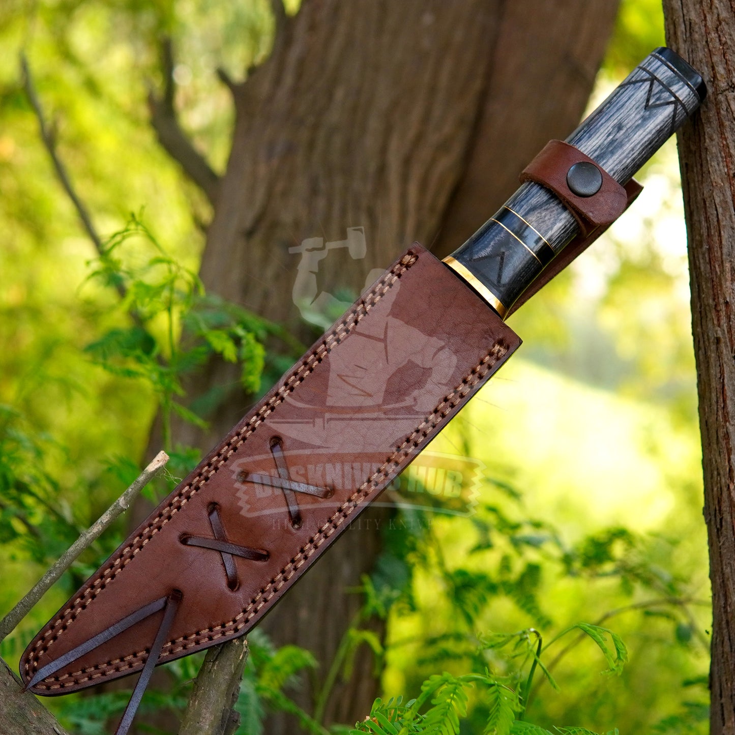 Handmade Carbon Steel Viking Seax Knife – 14" Grey Wood Handle | DRSKNIVES HUB