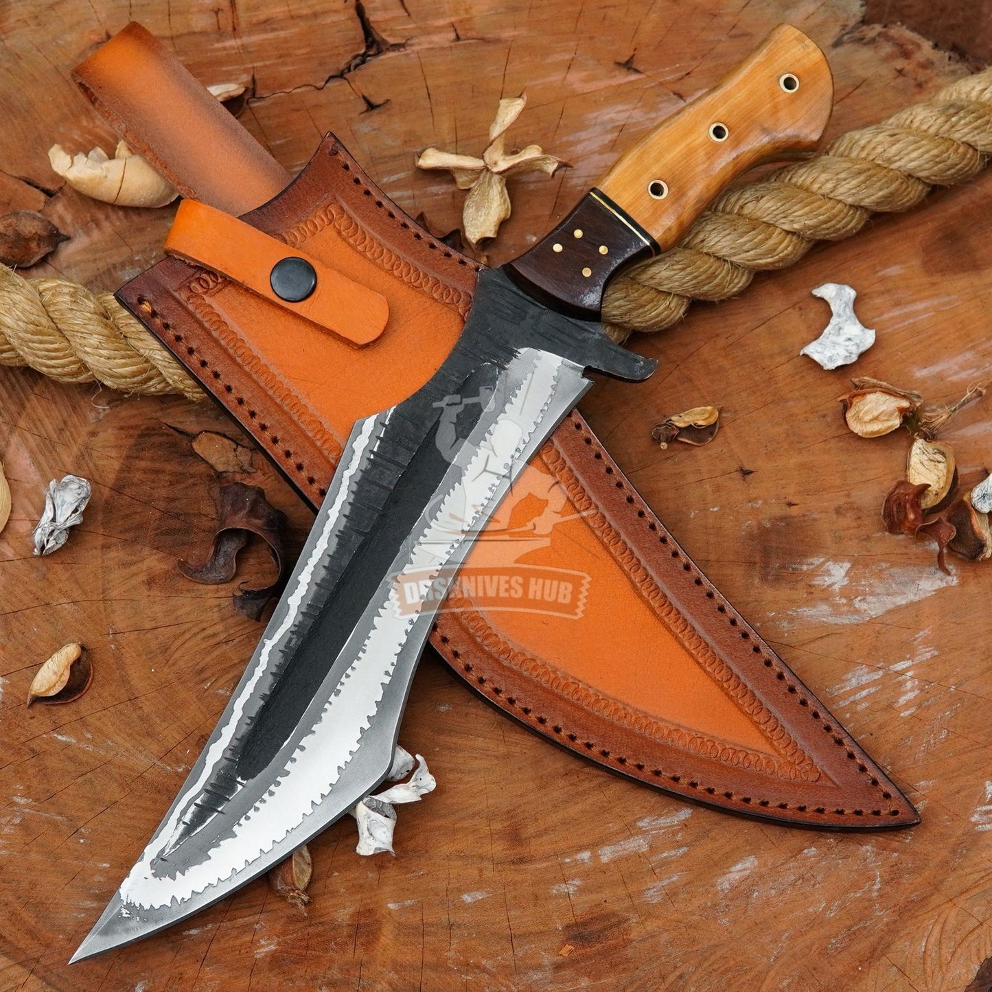 Medieval Bowie Knife – Handmade Carbon Steel with Leather Sheath | DRSKNIVES HUB