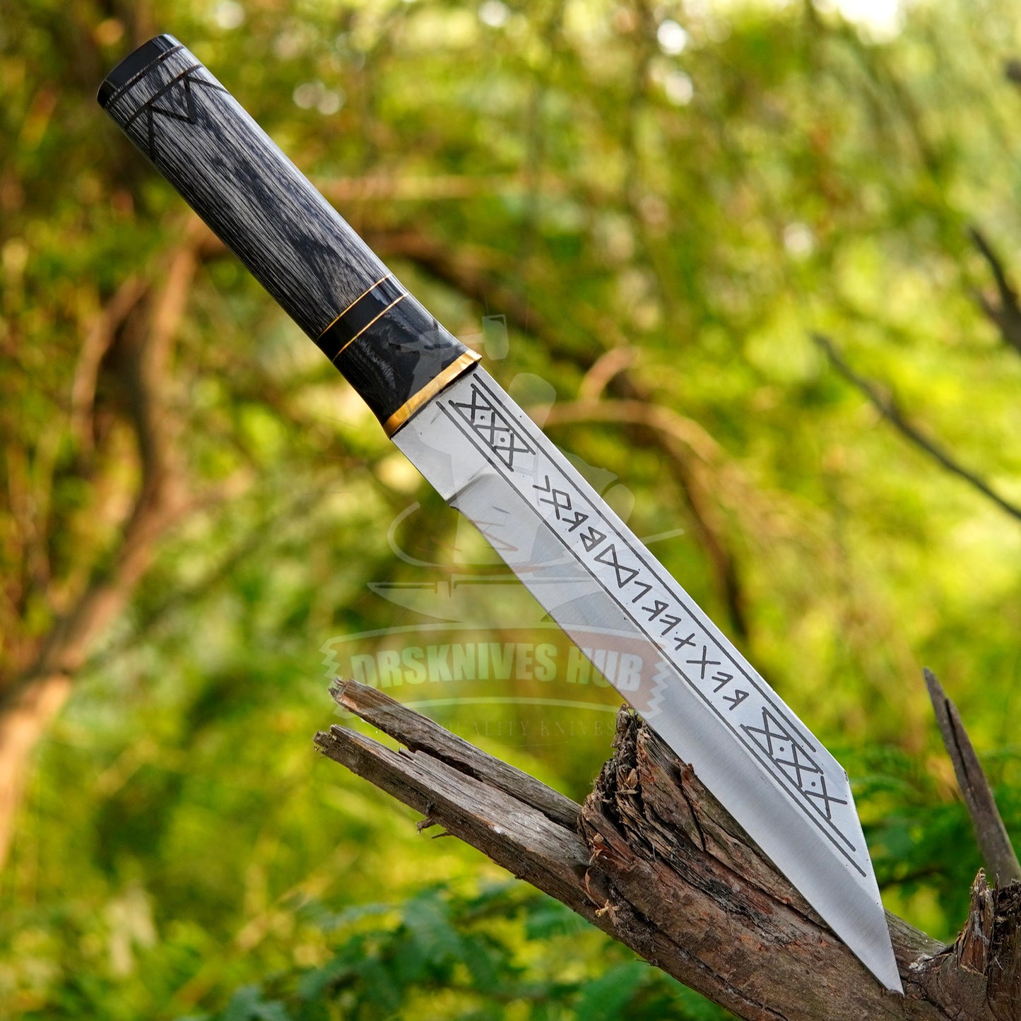 Handmade Carbon Steel Viking Seax Knife – 14" Grey Wood Handle | DRSKNIVES HUB