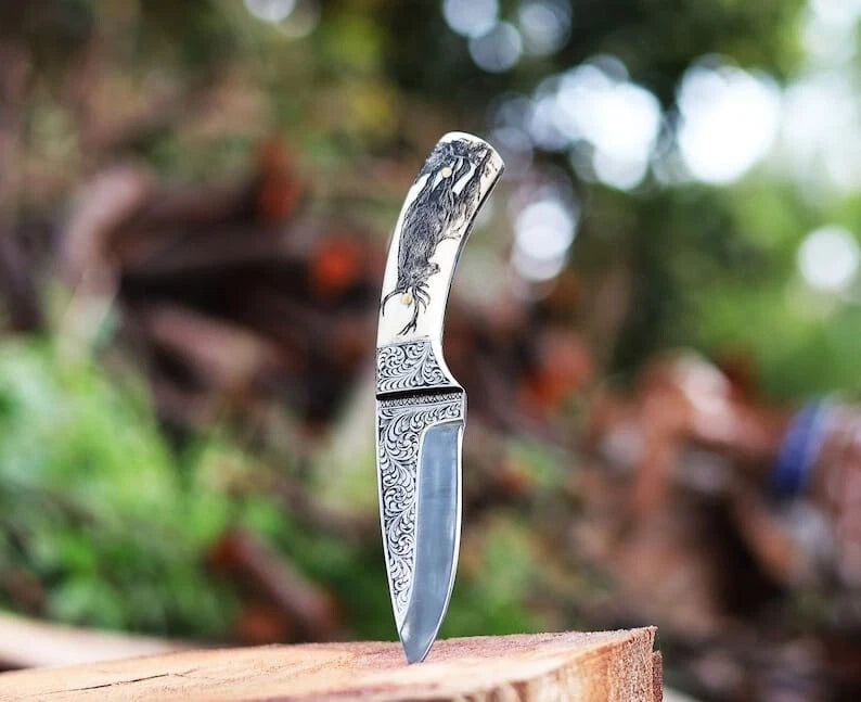 10" inches Hand Forged Hunting skinning knife Bone Handle